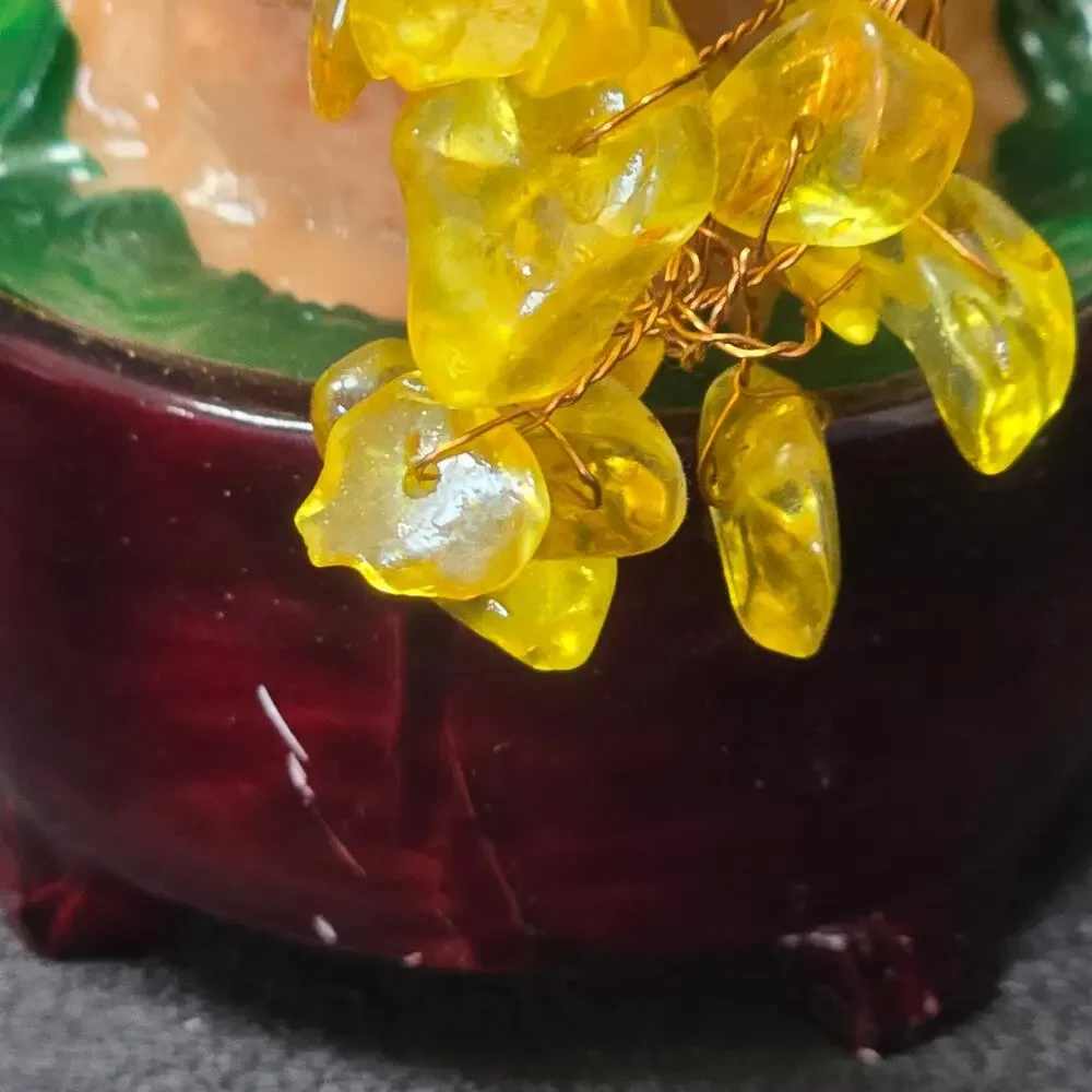 Feng Shui Citrine Gem Tree & Coins Symbolizes Good Fortune Wealth & Prosperity